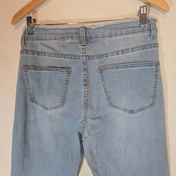 VTG Bebe Raw Edge Flared Denim Jeans 6 28 High Rise Hippie Casual Boho Capsule - Picture 7 of 12